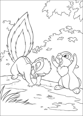 Flower And Thumper  Coloring Page